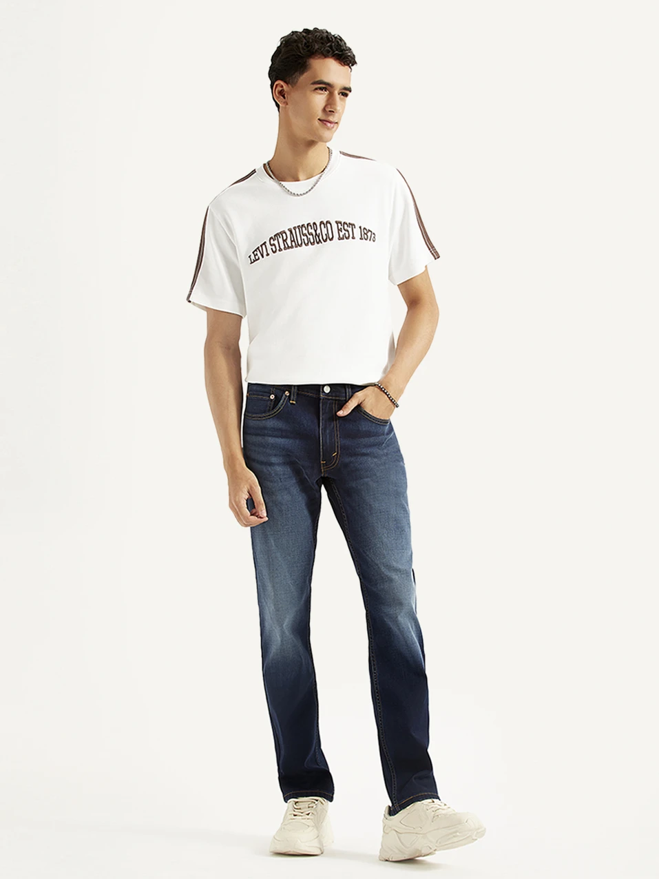 LEVI'S Men Slim Mid Rise Dark Blue Jeans